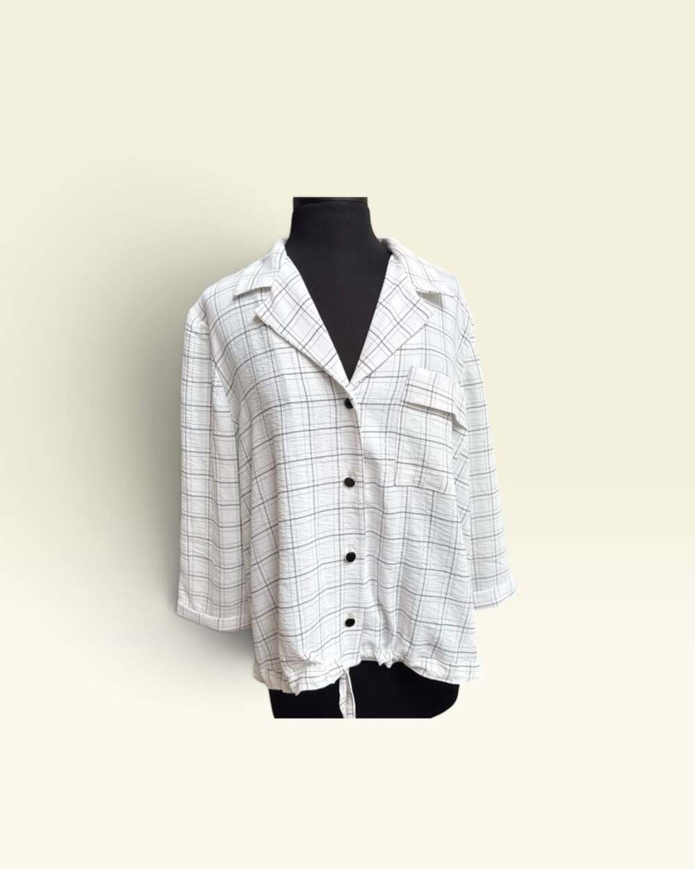 NYCC New York Clothing Co. Plaid Button-Down Shirt Jacket with Cinch Hem